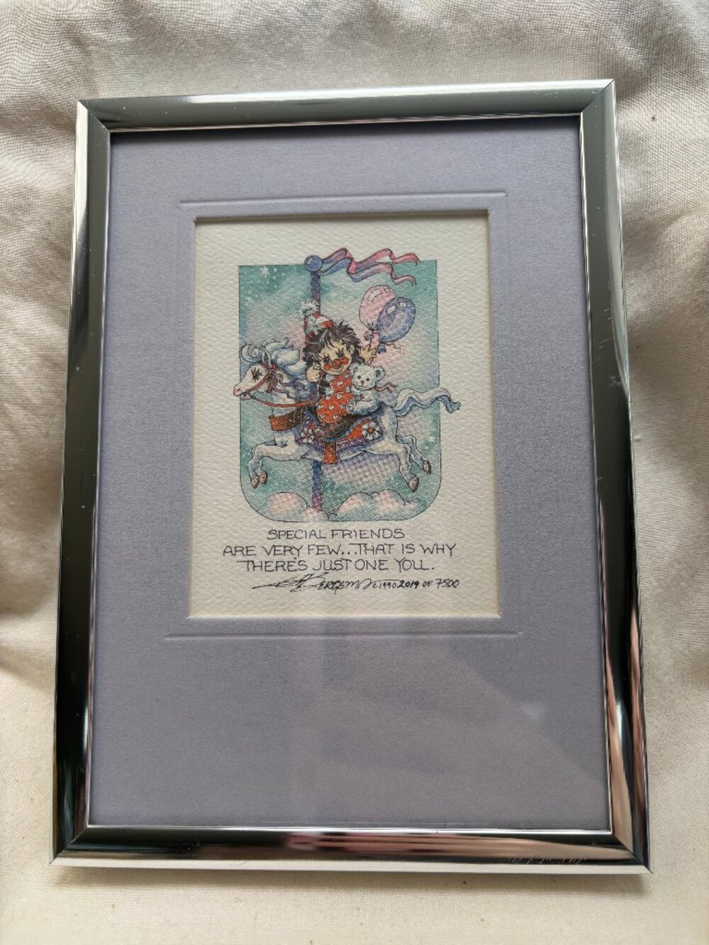 Vintage 1990 Numbered Jody Bergsma Print~ Whimsical Clown Special Friends Print